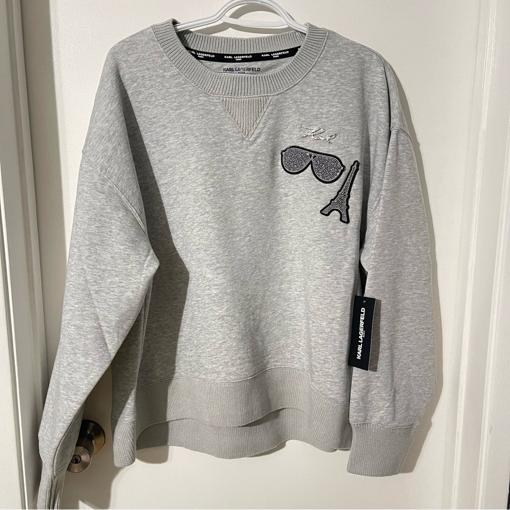 Karl Lagerfeld Women's Sweatshirt Pullover Size Large Gray